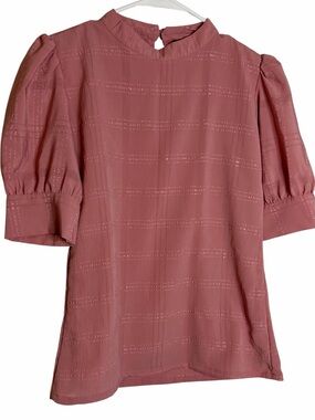 Soft Mauve Puff-Sleeve Women’s blouse